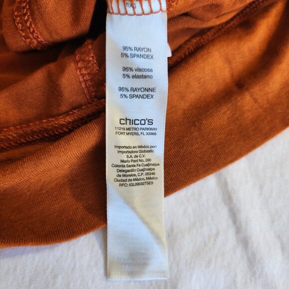 Zenergy by Chico's SZ 2/L Burnt Orange 3/4 Sleeve Scoop Neck Seam Detail Tunic - Picture 14 of 14